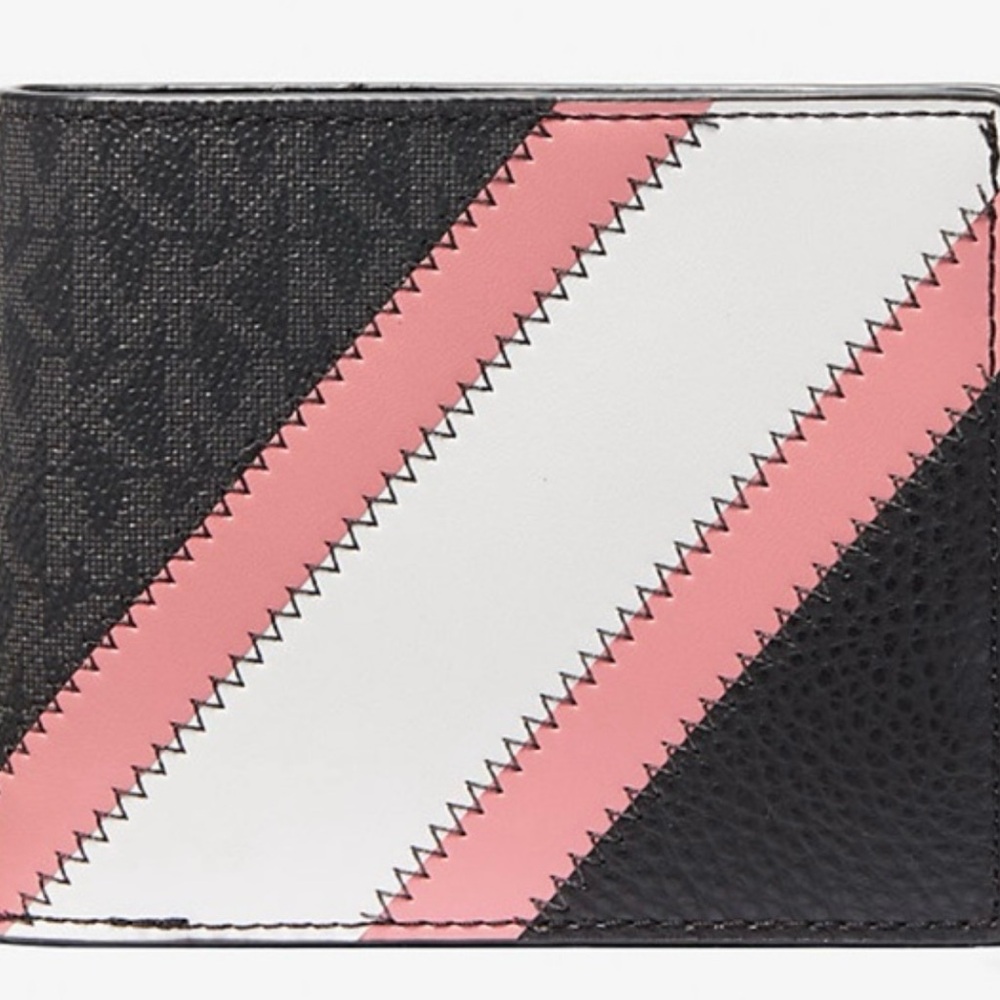 NWT * Michael Kors Black and Pink Wallet with Textured Finish